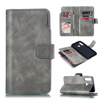 Samsung Galaxy A30 Wallet 9 Card Slots Stand Leather Case Gray