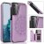 Mandala Embossed Samsung Galaxy S21 Case with Card Holder Purple