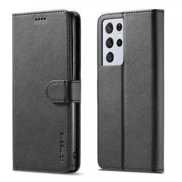 LC.IMEEKE Samsung Galaxy S21 Ultra Wallet Stand PU Leather Case Black