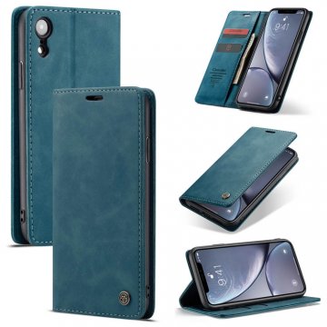 CaseMe iPhone XR Retro Wallet Kickstand Magnetic Case Blue