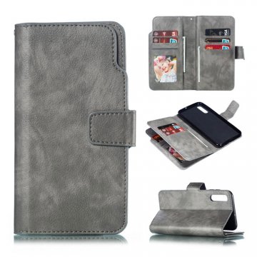 Samsung Galaxy A50 Wallet 9 Card Slots Stand Leather Case Gray