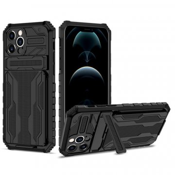 iPhone 12 Pro Max Card Slot Kickstand Shockproof Case Black