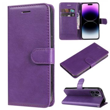 Solid Color Wallet Magnetic Stand Leather Phone Case Purple
