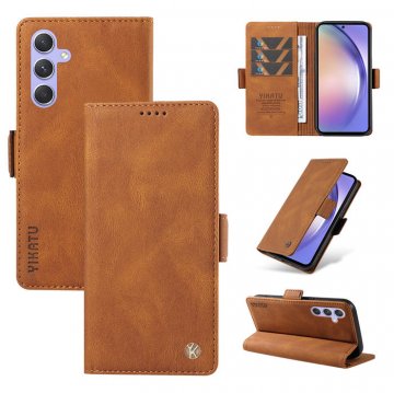 YIKATU Samsung Galaxy A54 5G Skin-touch Wallet Kickstand Case Brown