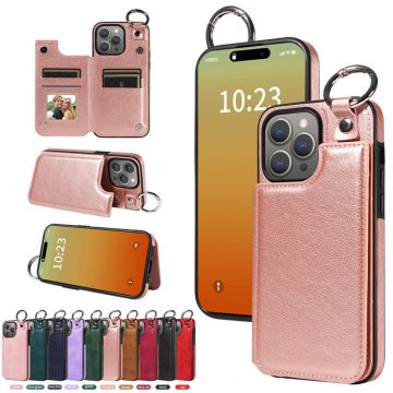 Card Holder Kickstand PU Leather Phone Case Cover Rose Gold