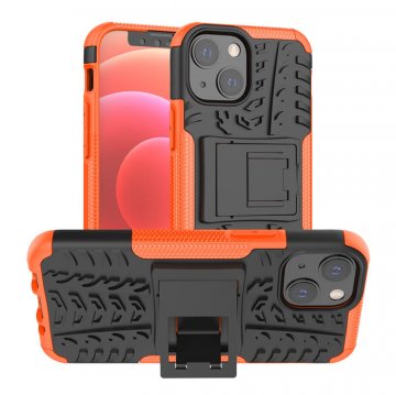 iPhone 13 Mini Anti-Slip Dual Layer Hybrid Kickstand Case Orange