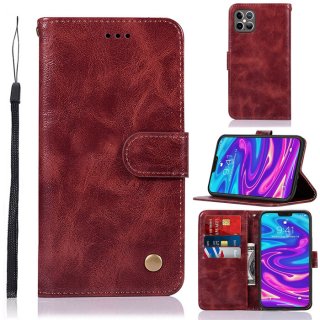 iPhone 12 Pro Max Premium Vintage Wallet Stand Case Wine Red