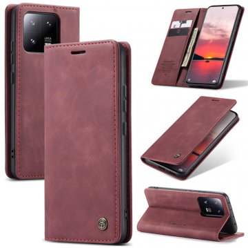 CaseMe Xiaomi 13 Pro Wallet Retro Suede Leather Case Red