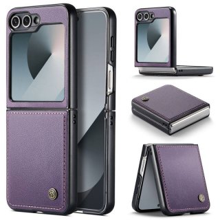 CaseMe Samsung Galaxy Z Flip7 FE Litchi Skin PU Leather Case Purple