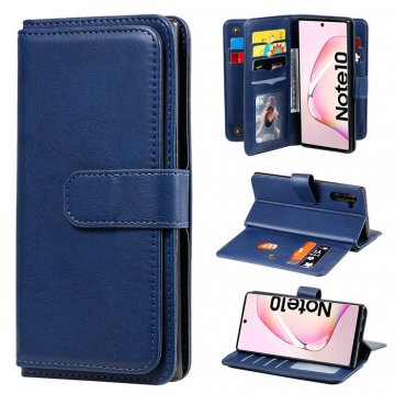 Samsung Galaxy Note 10 Multi-function 10 Card Slots Wallet Case Dark Blue