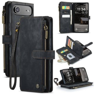 CaseMe iPhone Air Wallet Kickstand Case with Wrist Strap Black