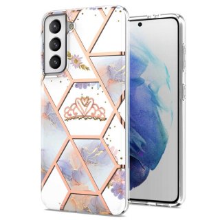 Samsung Galaxy S21 Plus Flower Pattern Marble Electroplating TPU Case Crown