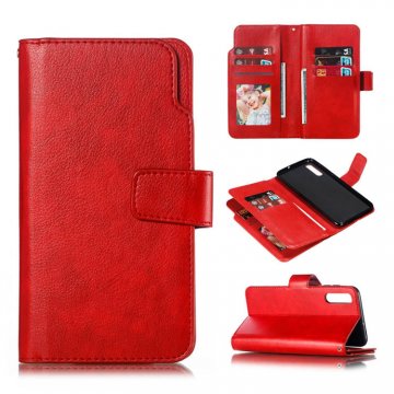 Samsung Galaxy A50 Wallet 9 Card Slots Stand Leather Case Red