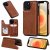 iPhone 12 Pro Luxury Tree and Cat Magnetic Card Slots Stand Cover Brown