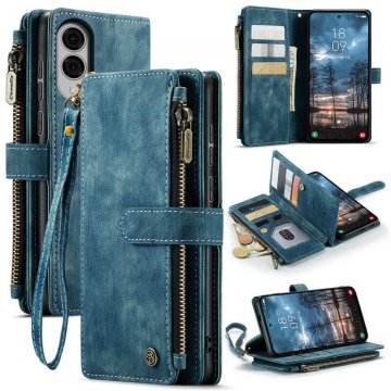 CaseMe Samsung Galaxy S25 Edge Wallet kickstand Case with Wrist Strap Blue