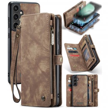 CaseMe Samsung Galaxy S23 FE Wallet Case with Wrist Strap Coffee