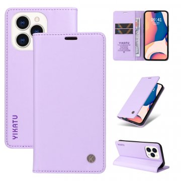 YIKATU iPhone 14 Pro Wallet Kickstand Magnetic Case Purple