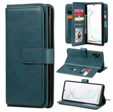 Samsung Galaxy Note 10 Plus Multi-function 10 Card Slots Wallet Case Dark Green