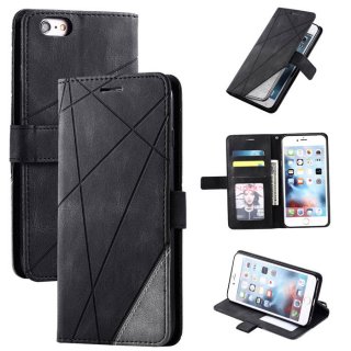 iPhone 6 Plus/6s Plus Wallet Splicing Kickstand PU Leather Case Black