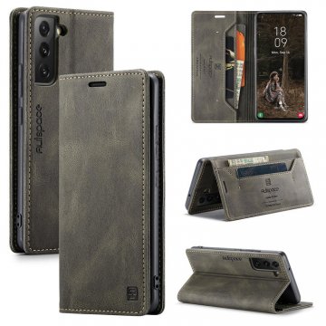 AutSpace Samsung Galaxy S22 Plus Wallet RFID Blocking Case Coffee