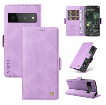 YIKATU Google Pixel 6 Pro Skin-touch Wallet Kickstand Case Purple