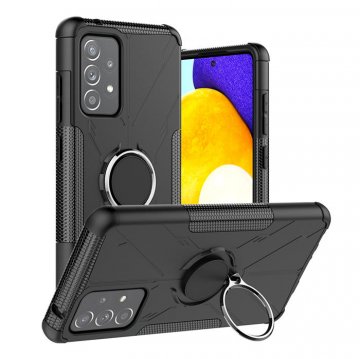 Samsung Galaxy A52 Hybrid Rugged Ring Kickstand Case Black