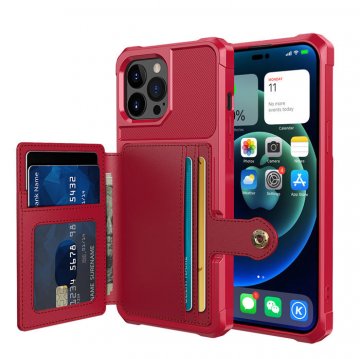 Kickstand Card Holder PU Leather Coated TPU Phone Case Red