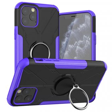 iPhone 11 Pro Max Hybrid Rugged PC + TPU Ring Kickstand Case Purple