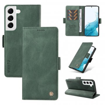 YIKATU Samsung Galaxy S22 Skin-touch Wallet Kickstand Case Green