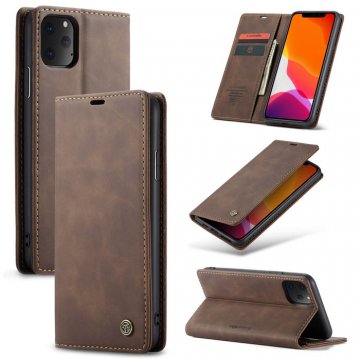CaseMe iPhone 11 Wallet Kickstand Magnetic Flip Case Coffee