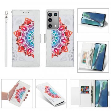 Samsung Galaxy S21/S21 Plus/S21 Ultra Flower Patterned Wallet Stand Case White