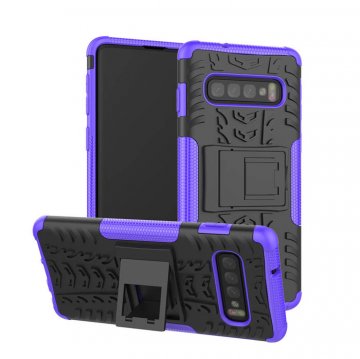 Samsung Galaxy S10 Hybrid Rugged PC + TPU Kickstand Case Purple