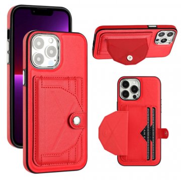 Silm Wallet Design Kickstand Card Holder Phone Case Red