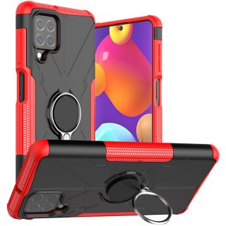 Samsung Galaxy F62 Hybrid Rugged Ring Kickstand Case Red