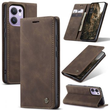 CaseMe OPPO Reno13 F 4G/5G Wallet Magnetic Suede Leather Case Coffee