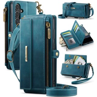 CaseMe Samsung Galaxy S25 Plus Crossbody Wallet Case with RFID Blocking & Wireless Charging Blue