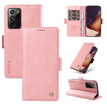 YIKATU Samsung Galaxy Note 20 Ultra Skin-touch Wallet Kickstand Case Pink