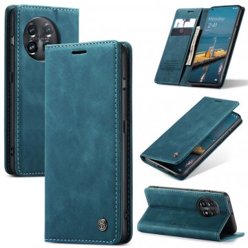 CaseMe OnePlus 11 Wallet Magnetic Retro Suede Leather Case Blue