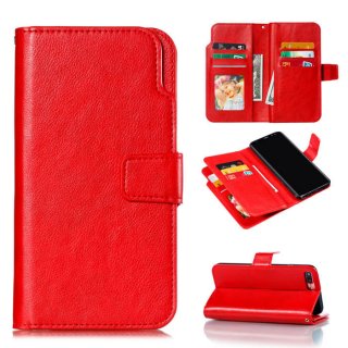 Samsung Galaxy S8 Wallet Stand Case with 9 Card Slots Red