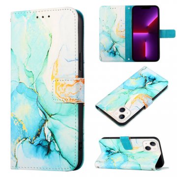 Marble Pattern iPhone 13 Wallet Case Green