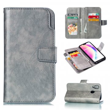 Huawei P20 Lite Wallet 9 Card Slots Stand Leather Case Gray