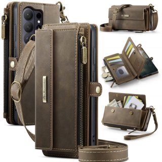 CaseMe Samsung Galaxy S26 Ultra Crossbody Wallet Case with RFID Blocking & Wireless Charging Coffee