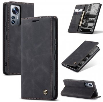 CaseMe Xiaomi 12 Lite Wallet Kickstand Magnetic Case Black