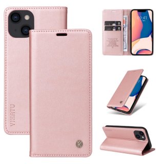 YIKATU iPhone 14 Wallet Kickstand Magnetic Case Rose Gold