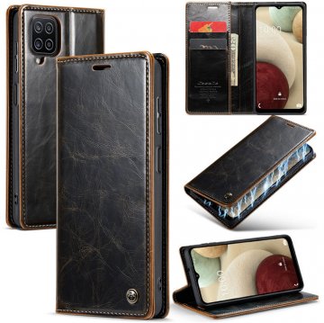 CaseMe Samsung Galaxy A12 Wallet Kickstand Magnetic Case Coffee