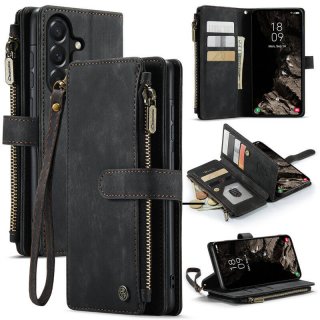 CaseMe Samsung Galaxy A37 Wallet kickstand Case with Wrist Strap Black