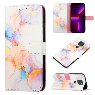 Marble Pattern Moto G9 Play Wallet Stand Case Marble White