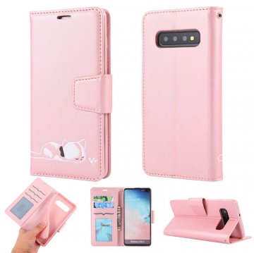 Samsung Galaxy S10 Plus Cat Pattern Wallet Stand Case Pink