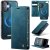 CaseMe iPhone 17 2-in-1 Magnetic Wallet Case – Wireless Charging & RFID Blocking Blue
