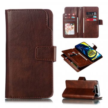 Samsung Galaxy A80 Wallet 9 Card Slots Stand Case Brown